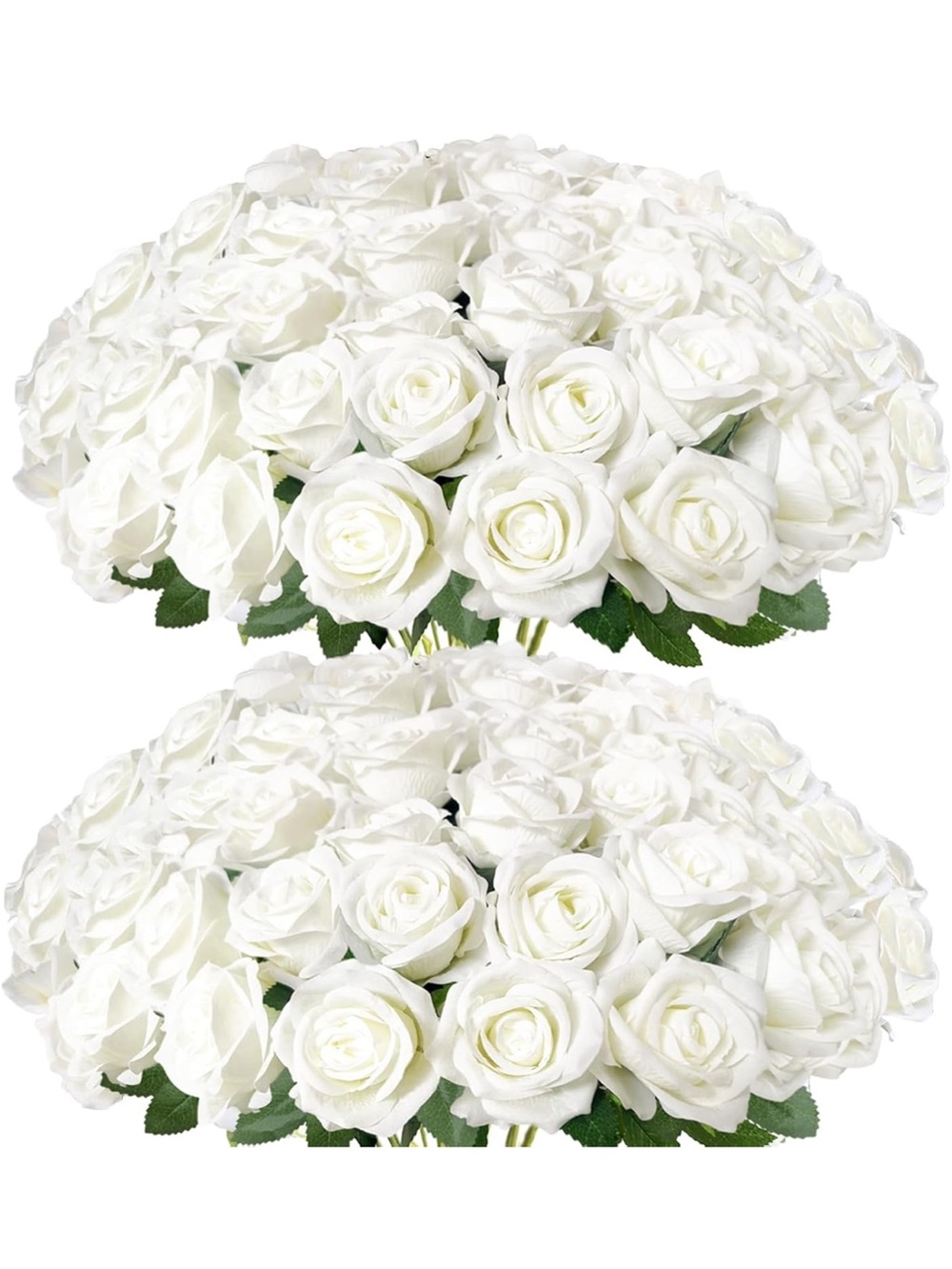 White Artificial Rose Bouquet Set - Home Accents